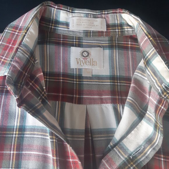 Viyella SZ M Men's Plaid Button Up Shirt, 80% Cotton/20% Wool - Picture 6 of 16